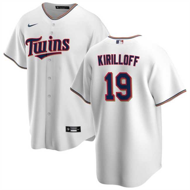 Mens Minnesota Twins #19 Alex Kirilloff White Cool Base Stitched Baseball Jersey Dzhi